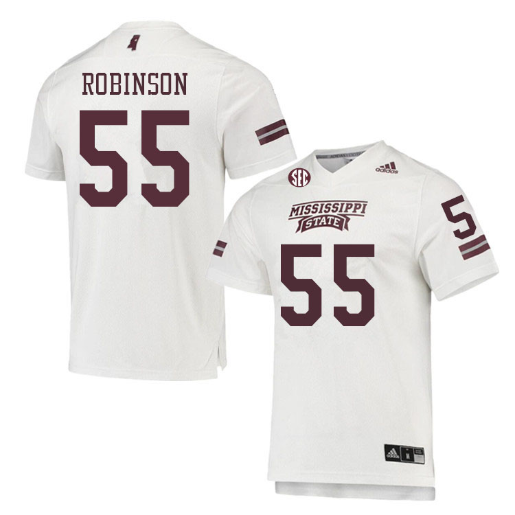 Men #55 Michael Robinson Mississippi State Bulldogs College Football Jerseys Sale-White